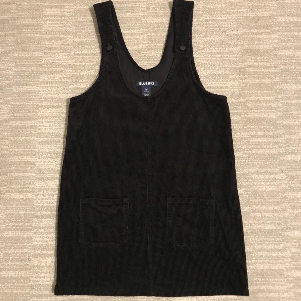 Black Medium Blue Spice Corduroy Overall Dress